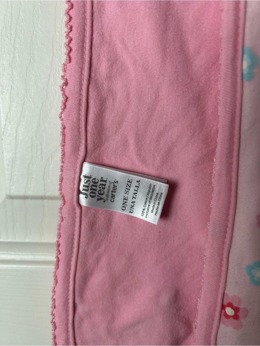 Just One Year by Carter's I Love You Pink Floral Baby Blanket Flower Blue Brown